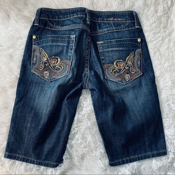 Anoname Bermuda Jean Shorts Dark Denim 25 - Picture 4 of 13